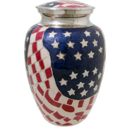 Amrerican Flag Brass Urn