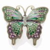 Green Butterfly W Pink Crystals