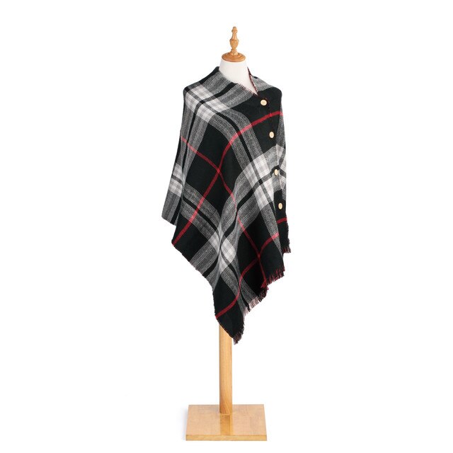 Black & Red Reversible Button Poncho | Rome Inspirations