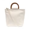 white lily woven wood handle tote