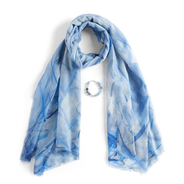 blue scarf and bracelet set