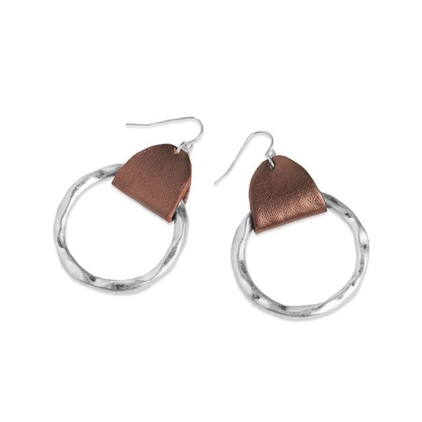 leather wrap hoop earring brown