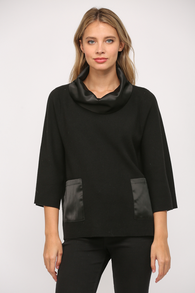 Black Cowl Neck Sweater