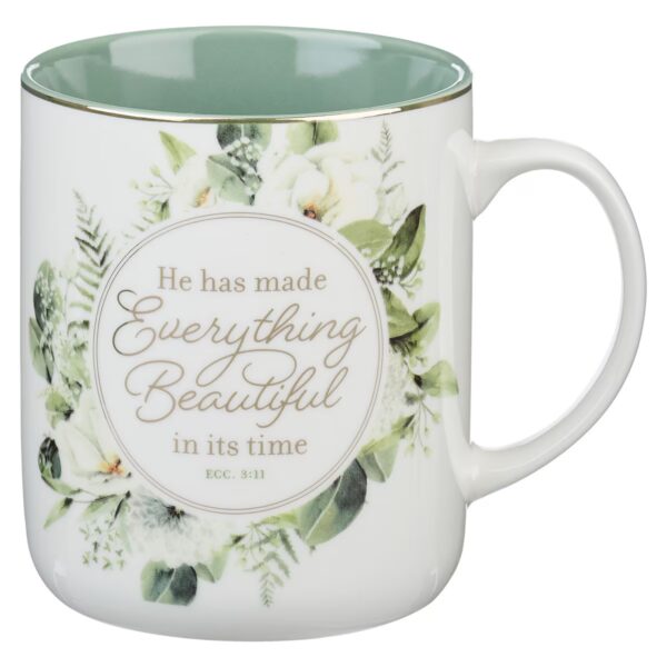 Green Floral Mug