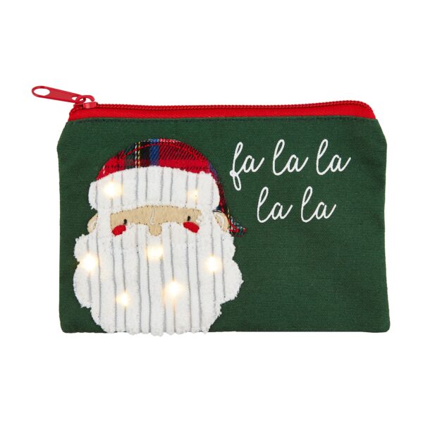 santa face light up xmas pouch